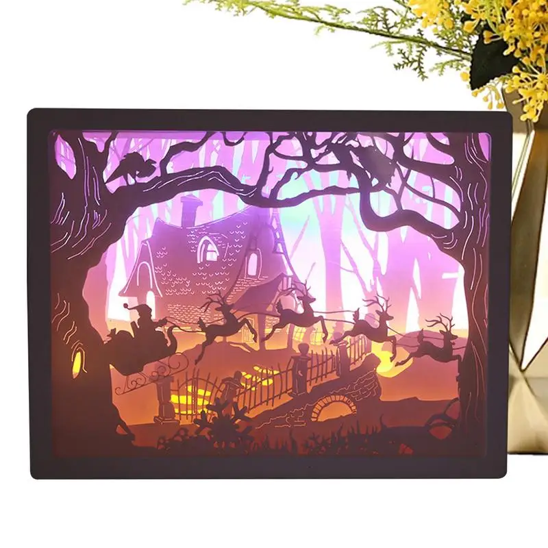 Papercut light box atmospheric Christmas nightlight 3D paper ornament seasonal decors for study room living room bedroom