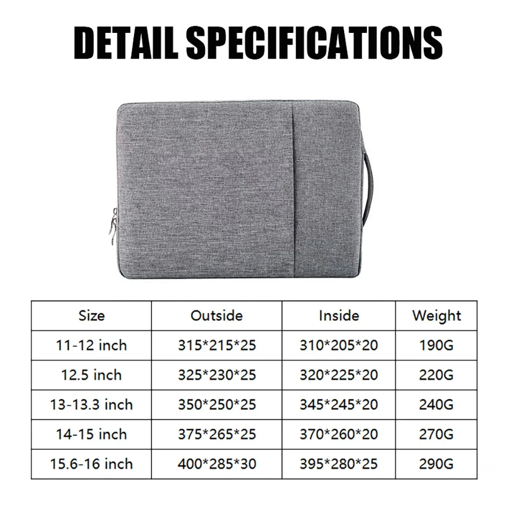 Portátil à Prova d Água Laptop Case Notebook Sleeve 12 13.3 14 15.6 16 Polegapara Mulheres Homens Bolsa para Macbook Pro hp Acer Xiaomi Asus Lenovo - Imagem 2