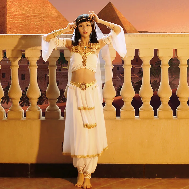 

Halloween Women's Egyptian Goddess Costume Belly Dance Costume Fantasy Outfit 5PCS Set Belly Dancing Wear