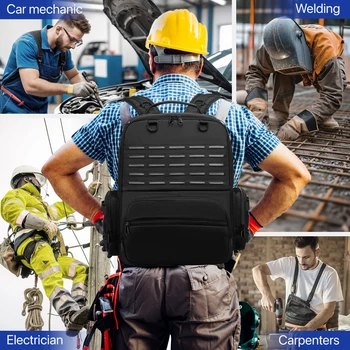 Tool Backpack Heavy Duty for Men Tool Storage With 3 Tool Pouches Organizer Electrician Plumber Maintenance Worker Tool Bags 2