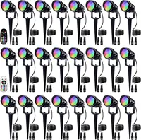 24 Pack , 12W LED Color Changing Landscape Lighting with Remote Control and Wire Connectors 1