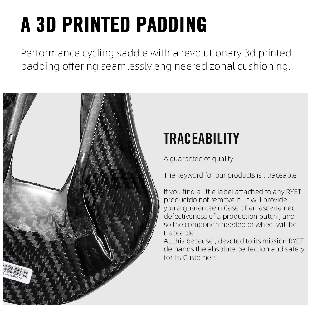 RYET 3D 인쇄 안장 초경량 전체 탄소 180g 자전거 좌석 도로 MTB 산 자갈 좌석 남성 여성 사이클링 자전거 부품