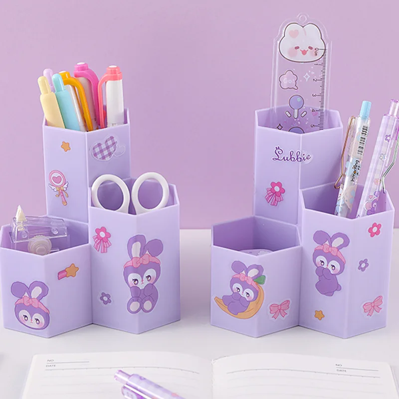 

Cute diamond-shaped pen holder Multi-grid desktop writing tool storage classification pen holder