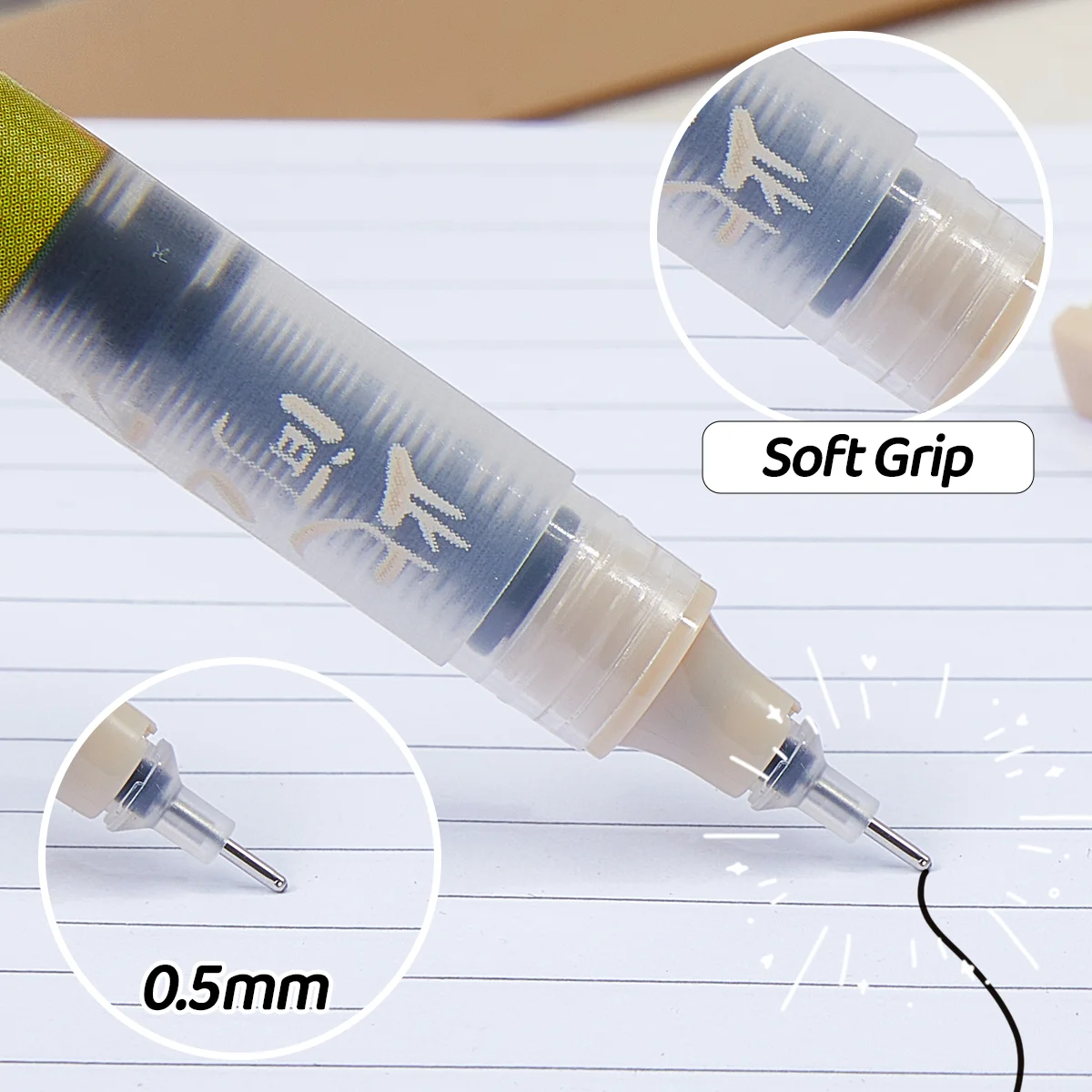 6-Pack Ink Rollerball Pens, 0.5mm Fine Tip Fast-Drying Smooth Writing, Ideal for Students Exams & Office Learning Supplies Set - 6