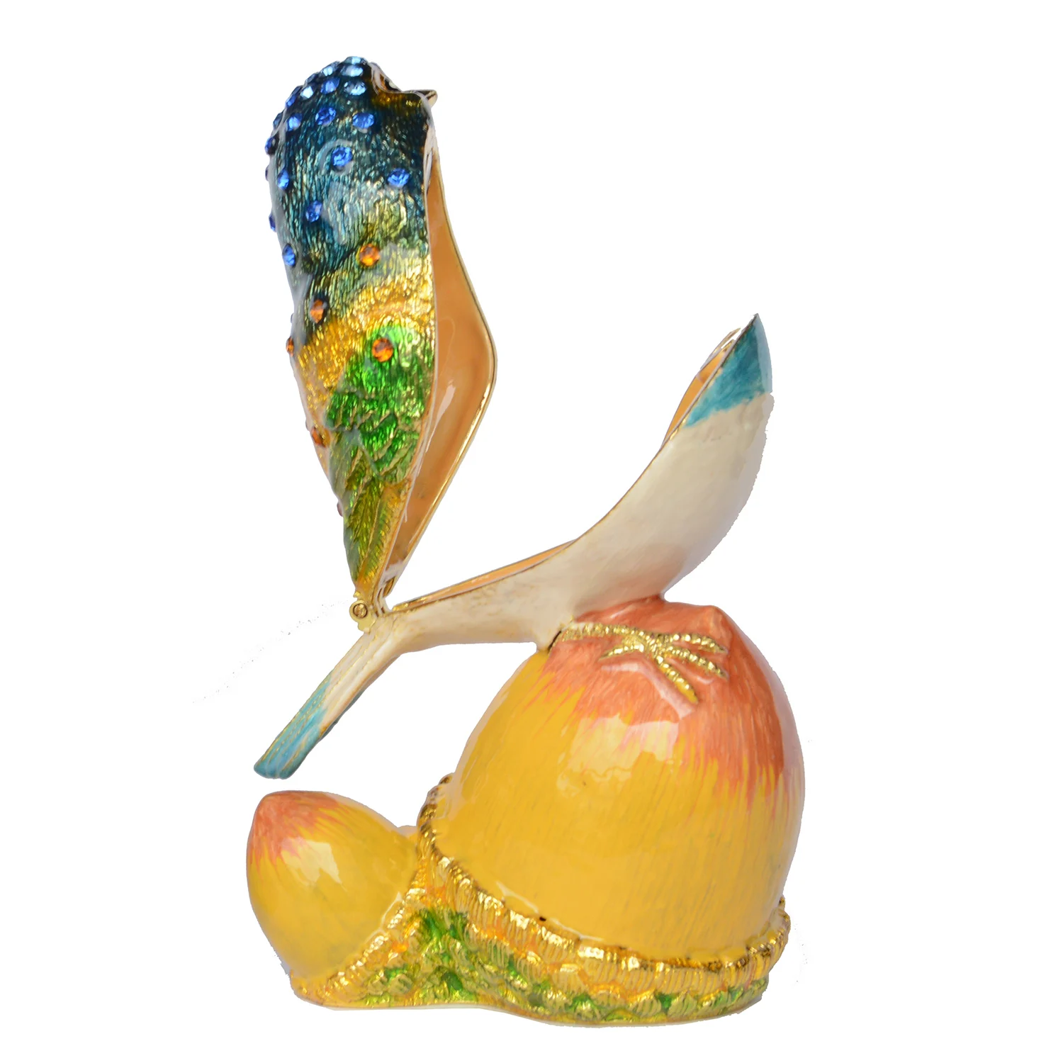 Bird on Acorn Trinket Box, Jewelry Organizer, Ring Holder, Metal Collectible Figurine, Novelty Gift