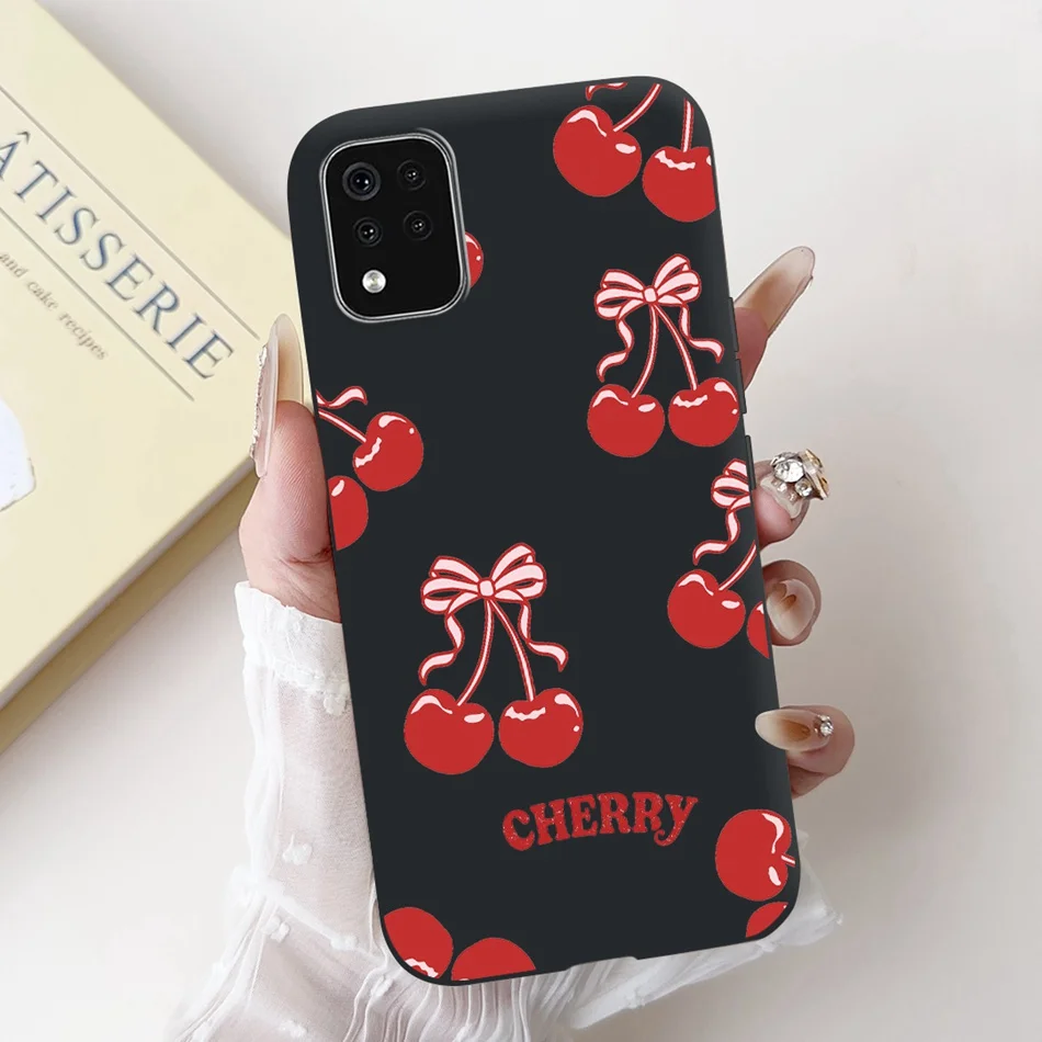 New Cute Cartoon Floral Phone Case, Black Silicone Soft Cover