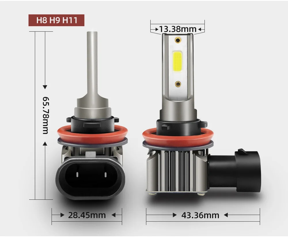 Roadsun H11 LED Headlight Bulb H7 H8 H9 9012 HIR2 9005 HB3 9006 HB4 H10 9140 9145 Mini Size Car 27000LM Headlamp 6000K Fog Lamps