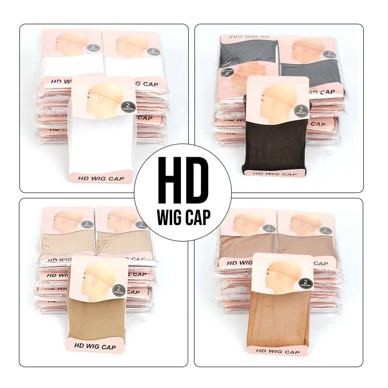 Wholesale 10Pack Invisible HD Wig Cap For Lace Front Wig Transparent Wig Cap Black White Brown Beige Stocking Wig Caps For Women 6
