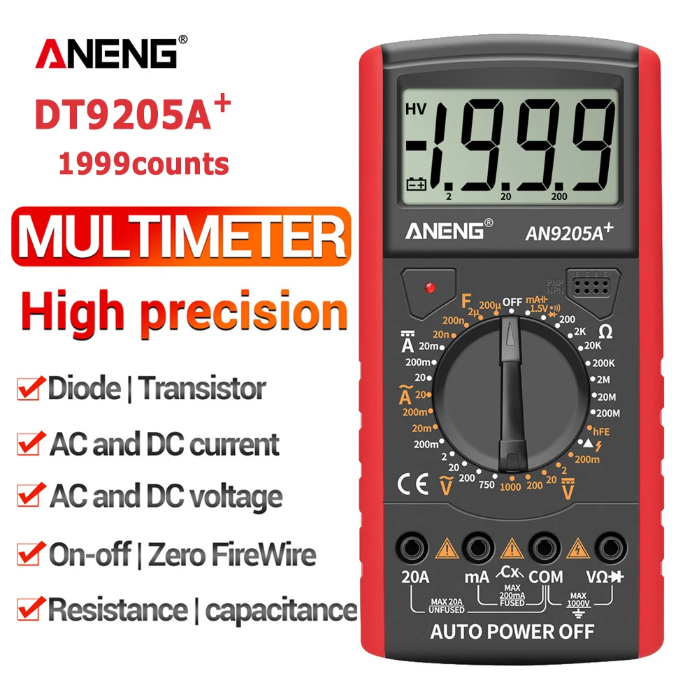 ANENG DT9205A+ Digital Multimeter AC/DC Profesional Transistor Tester Electrical NCV Test Meter Analog Auto Range Multimetro | Инструменты