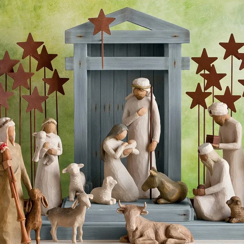 예수 크리스마스 캐릭터 송진 조각상 컬렉션 조각, 크리스마스 잔 포그나로 성경용 선물 