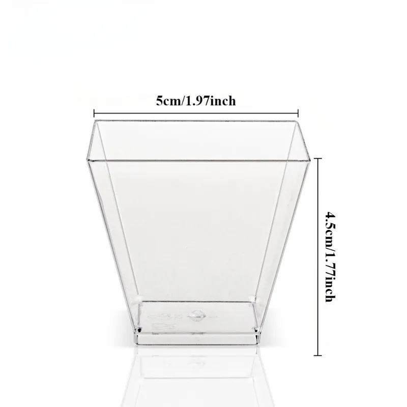 Dessert Cups Plastic Dessert Cups 20/50PCS2OZ Transparent Dessert Cup Disposable Mini Trapezoidal Cup Restaurant Party Dessert Fruit Ice Cream Container