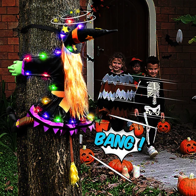 benpen Décorations d'Halloween en forme de sorcière écrasée - Décoration  d'Halloween à suspendre pour porte, porche, jardin, cour, extérieur,  sorcières volantes dans les troncs d'arbre : : Cuisine et  maison