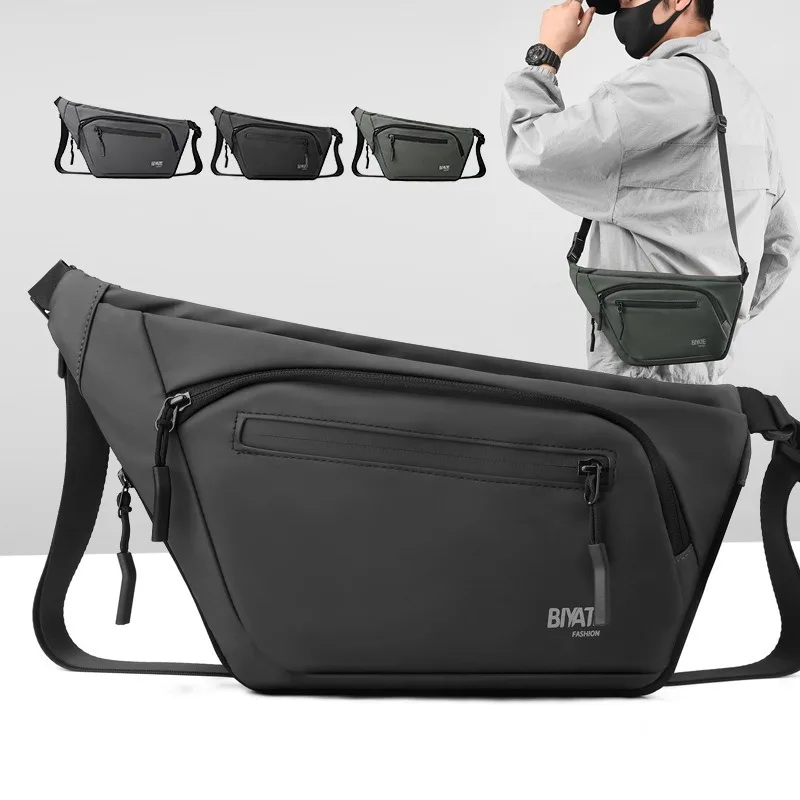 

2023 Fashion Chest Bag Men Waterproof Leisure Male Bag Sports Packs Messenger Shoulder Sling Running Pure Color Shoulder Bag