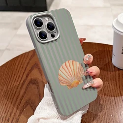 Fresh Shell Stripes Design Lichee Pattern Phone Case - Stylish and Business Protective Cover - Xiaomi Mi 11 Lite 5G (8)