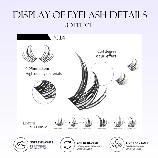 GROINNEYA Premium Cluster Lash Extension Kit 5
