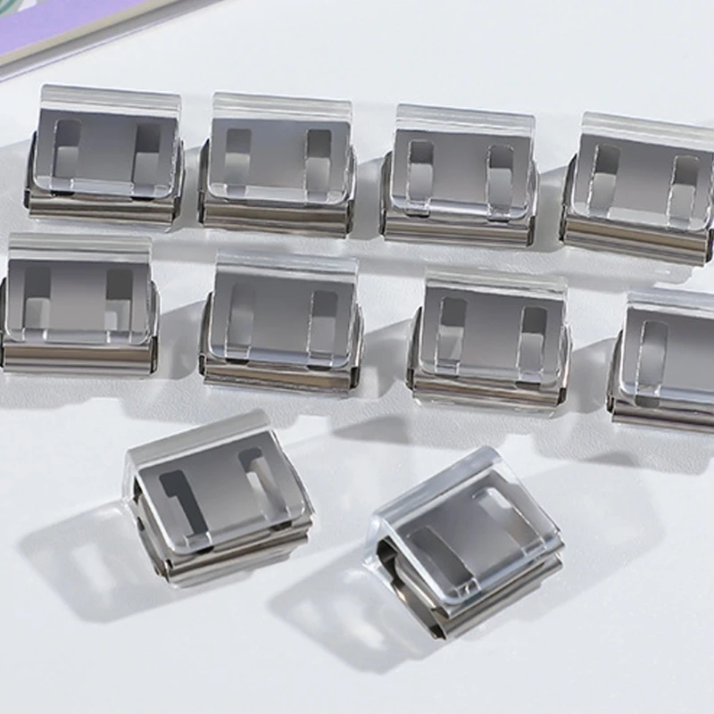 20개 투명 플라스틱 문서 클립 사무실용 종이 클립에 조절 가능한 푸시