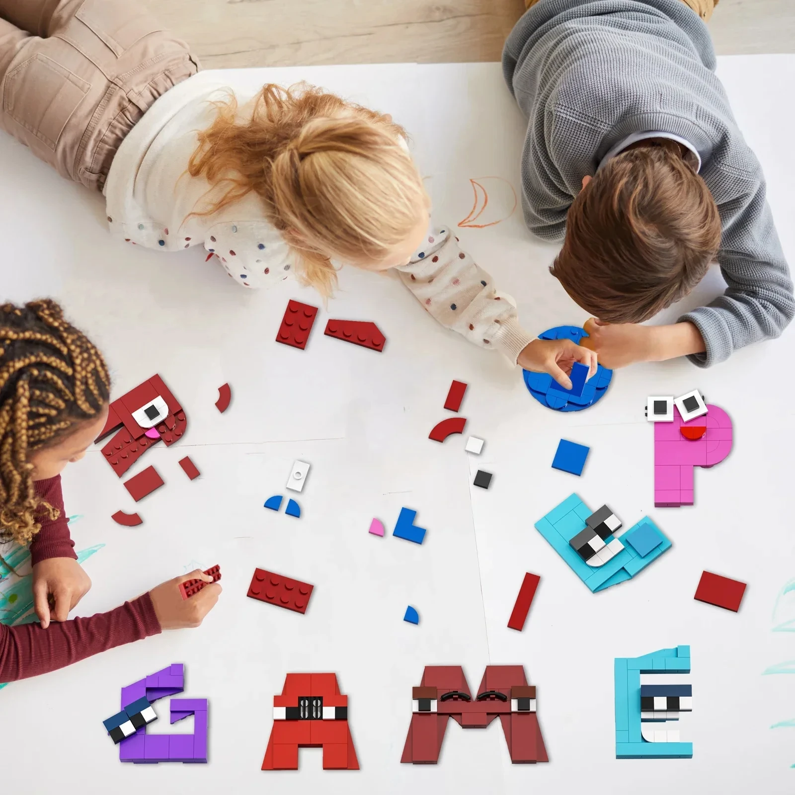 MOC 931PCS Letters Lore A-Z 26 영어 알파벳 숫자 문자 빌딩 블록 세트 전설 문자 교육 벽돌 어린이 장난감