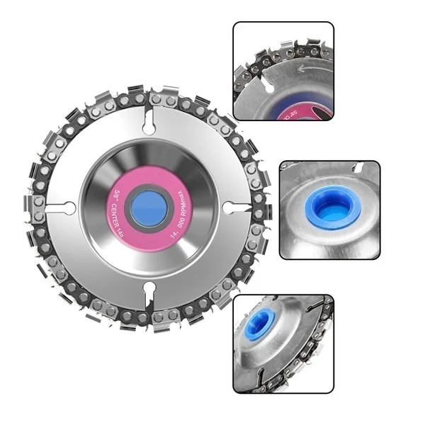 4inch Grinder Disc and Chain 22 Tooth Fine Cut Chain Set For 100 115 Angle Grinder 5/8 Inch Center Hole Hand Tools