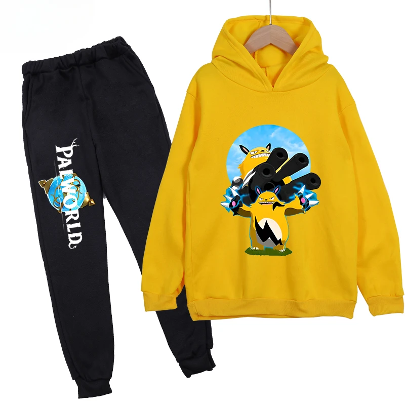 thumbnail image 1 of Conjunto de sudadera y pantalones con capucha de polar con estampado infantil de Palworld, conjunto deportivo de 2 piezas adecuado para conjuntos de niños y niñas, 1 of 5
