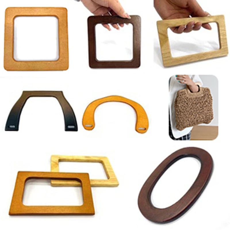 

Wooden Bag Handle Decorative New Square Wood Strap Solid Color Hand Bag Replacement Accessories DIY Women's Clutch Bag Handle