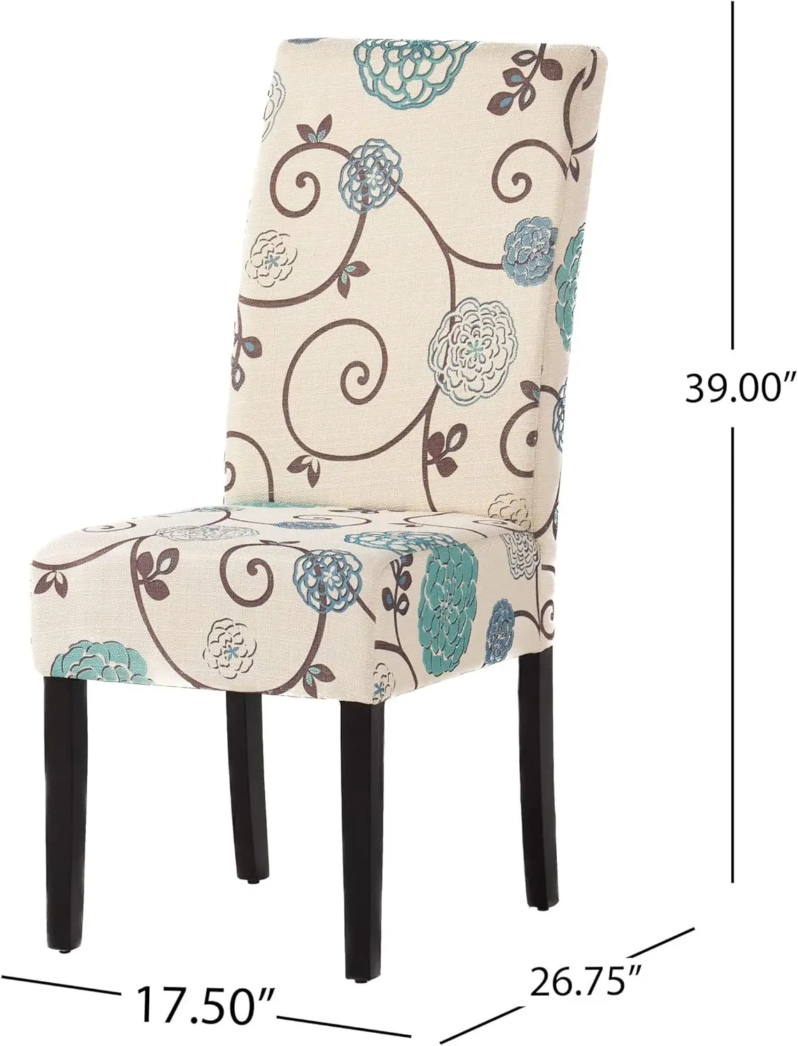 Dining Chairs, 2-Pcs Set, Polyester White And Blue Floral