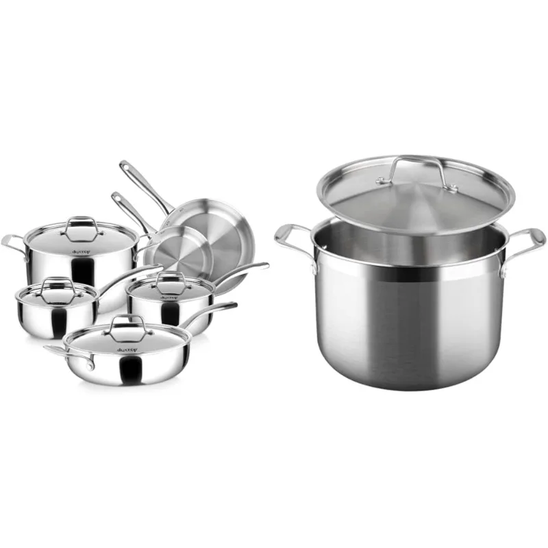 

Duxtop Whole-Clad Tri-Ply Stainless Steel Induction Cookware Set, 10PC Kitchen Pots and Pans Set & Cookware Sets