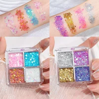 4-Color Shimmer Eyeshadow Glitter Body Face Art Loose Sequins Diamond Jewels Rhinestones Makeup Pallet Waterproof Party Festival 2