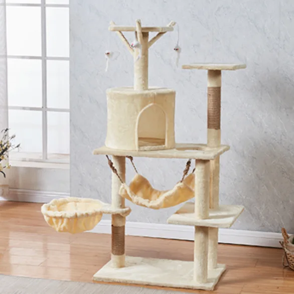 

OKRA Advanced Multipurpose Cat Tower, 1.25 meters high, beige, 1 cat tower scraper, cat tower, cat pole