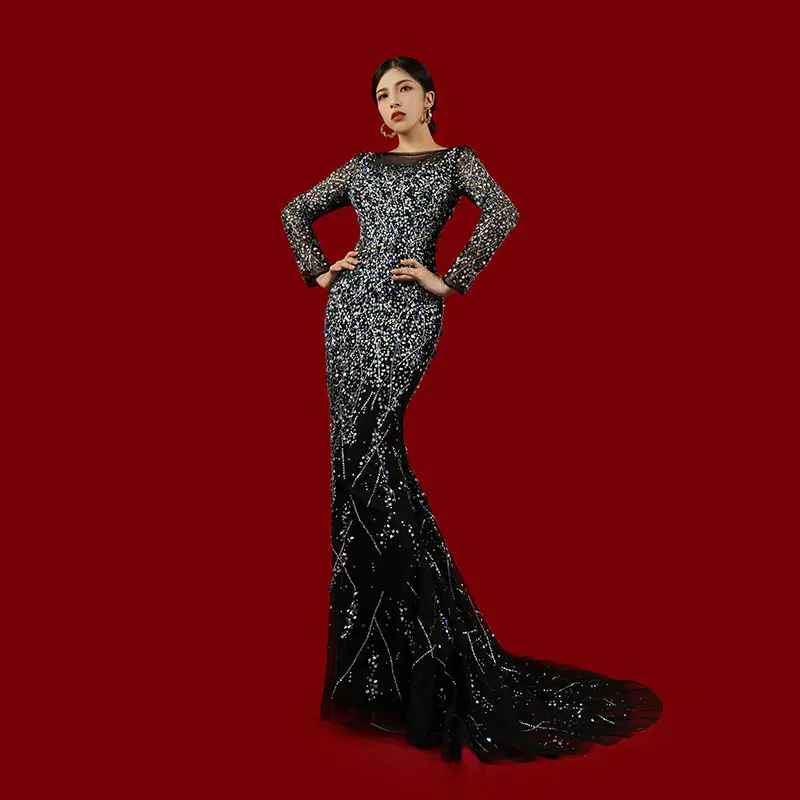 

Baisha Luxury Evening Dress For Formal Occasions Heavy Handmade Beading Long Mermaid Gown For Saudi Arabia Celebrity H168