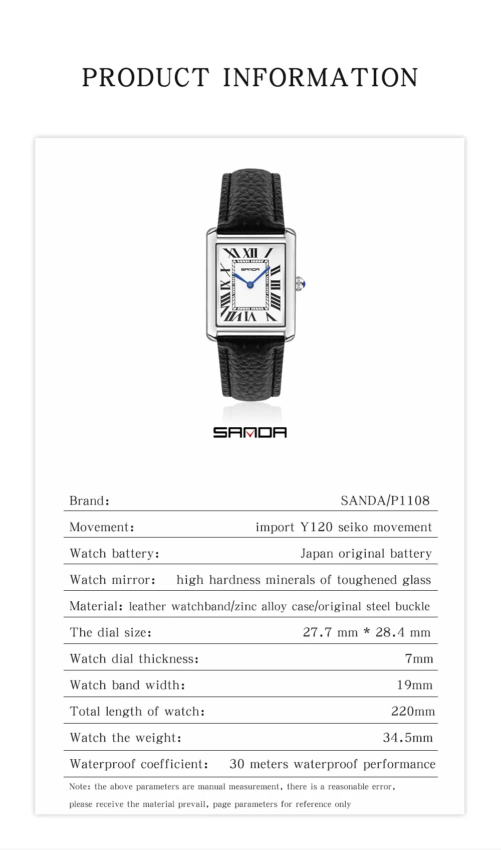 Sanda 1108 New Roman Scale Couple Quartz Watch Belt Fashionable Trend Waterproof Simple Creative Quartz Men's and Women's Watch 5