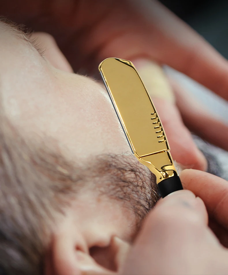 Manueller Rasiermesserhalter für Bart- und Haarschnitt, Professionelles Friseur-Trimmwerkzeug mit Silikongriff (Ohne Klinge) – Detail 2
