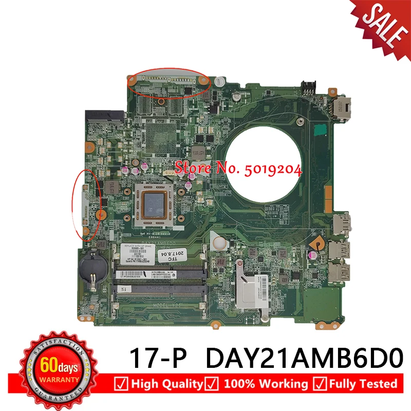 Placa Base Para Ordenador Portátil Hp 17 P 17z P 17 F Con A10 7300 Cpu