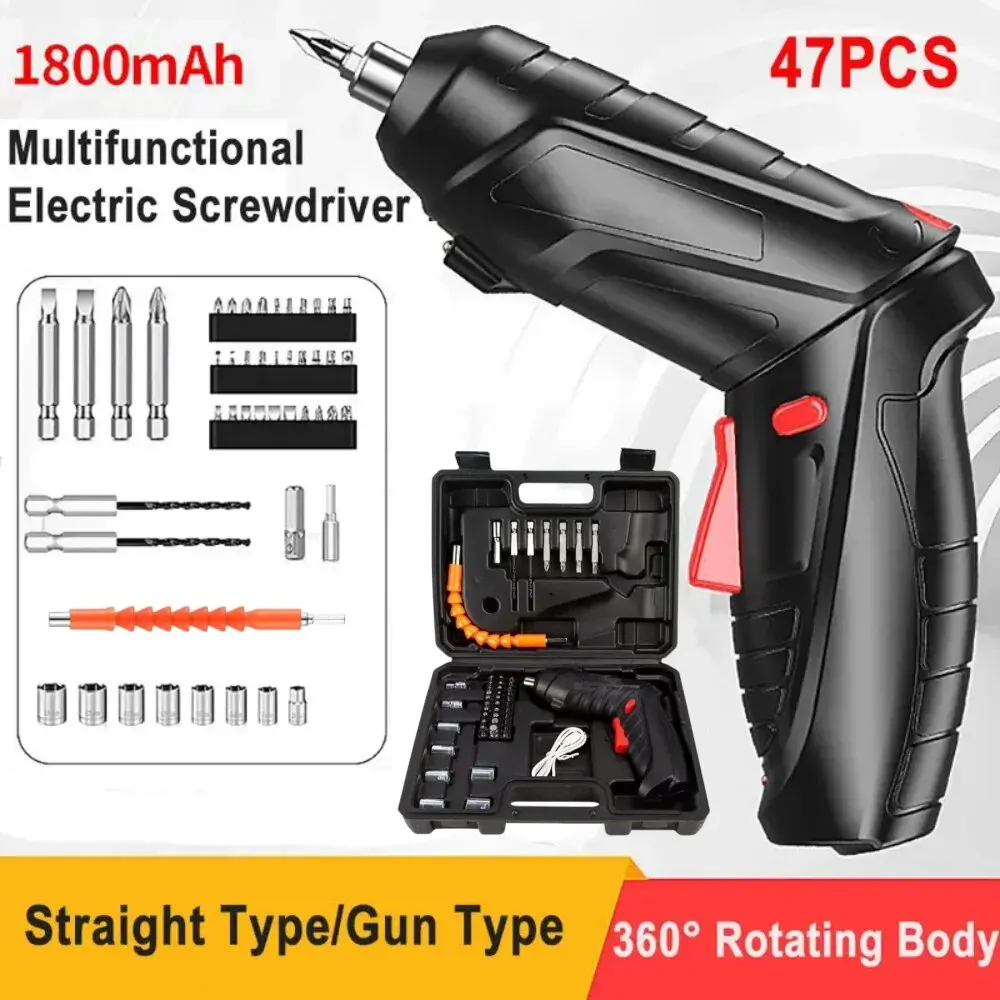 47 PCS Electric Screwdriver Set 6N.m Cordless Screwdrivers with Rotatable  Head Rechargeable Handheld Power Drill Screw Driver - AliExpress