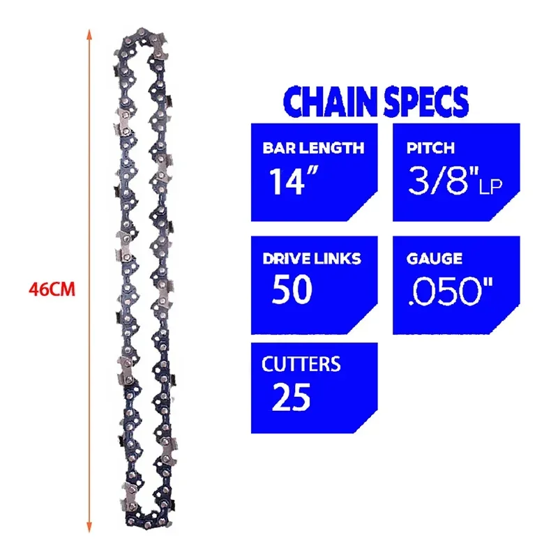 14 Inch Electric Chainsaw 1/2/3/4/6Pcs 50 Drive Links 25 Cutter 3/8"LP .050" Steel Chains Replacement Part for Saw Wood Cutting
