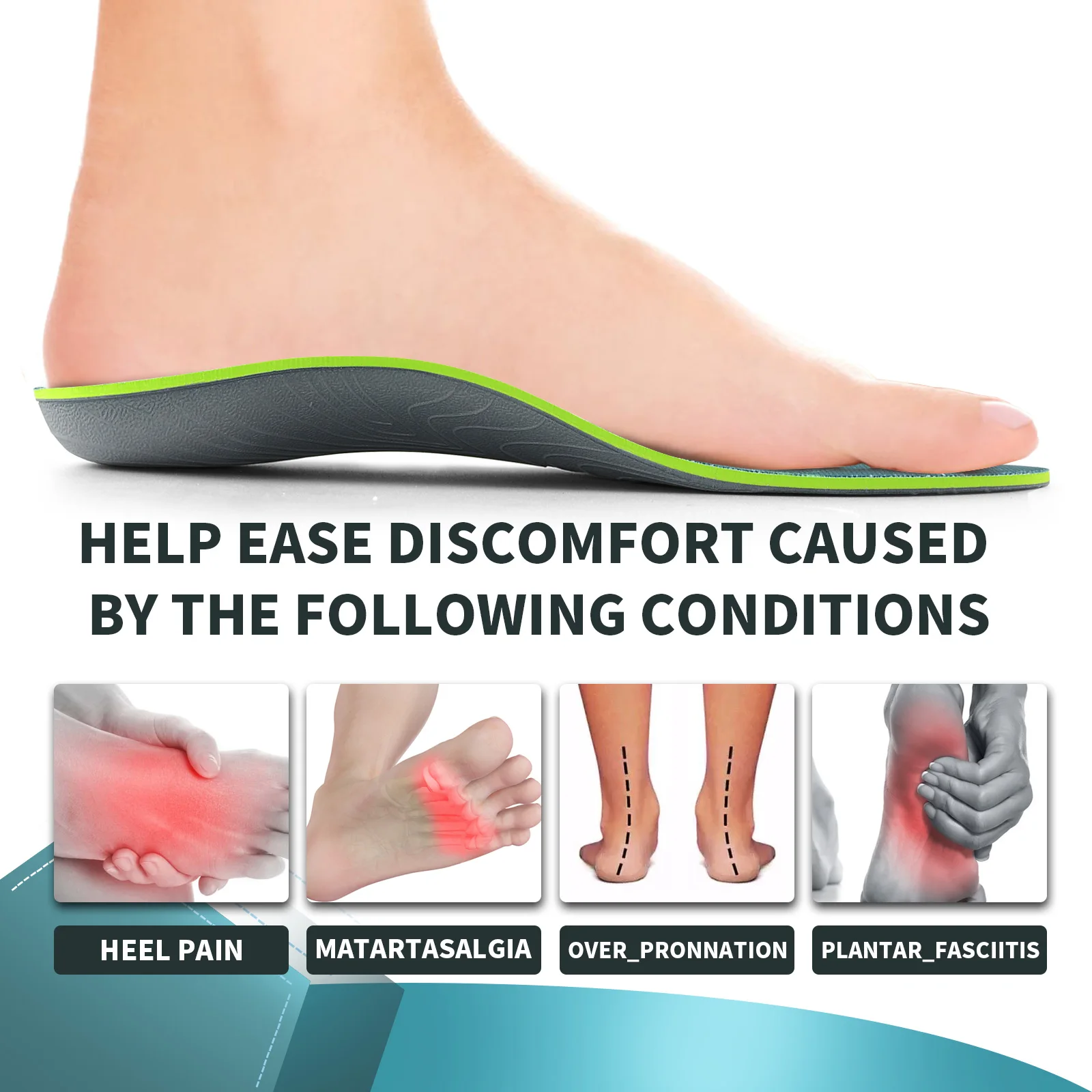 PCSsole Flat Feet Template Arch Support Orthopedic Insoles Plantar Fasciitis Heel Pain Orthotic Insoles Sneakers Shoes Men Women