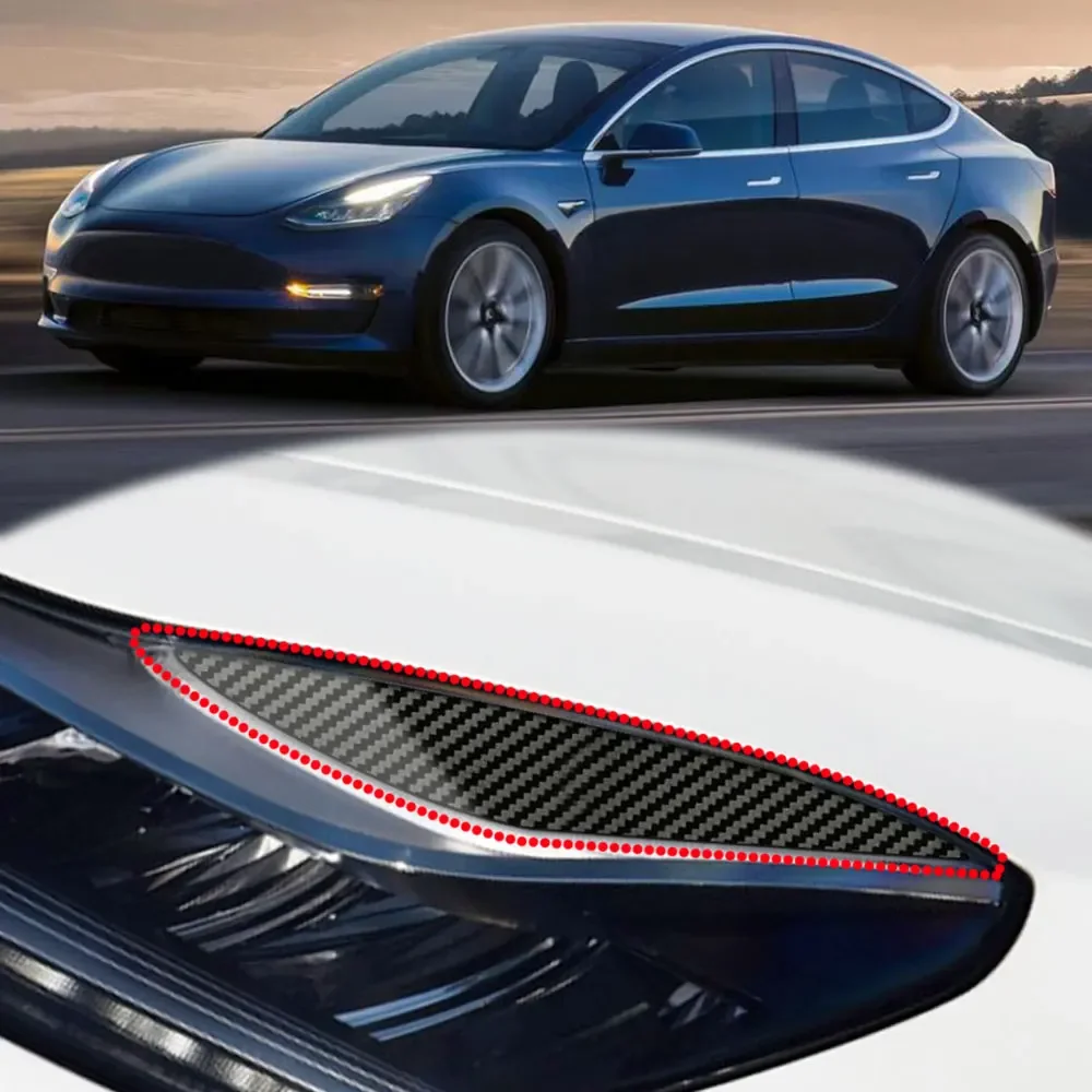 Auto Frontscheinwerfer Augenbraue Augenlid Deckel Trim Lampe Abdeckung Aufkleber für Tesla Modell 3 Modell Y 2017-2023 Zubehör ABS – Detail 1