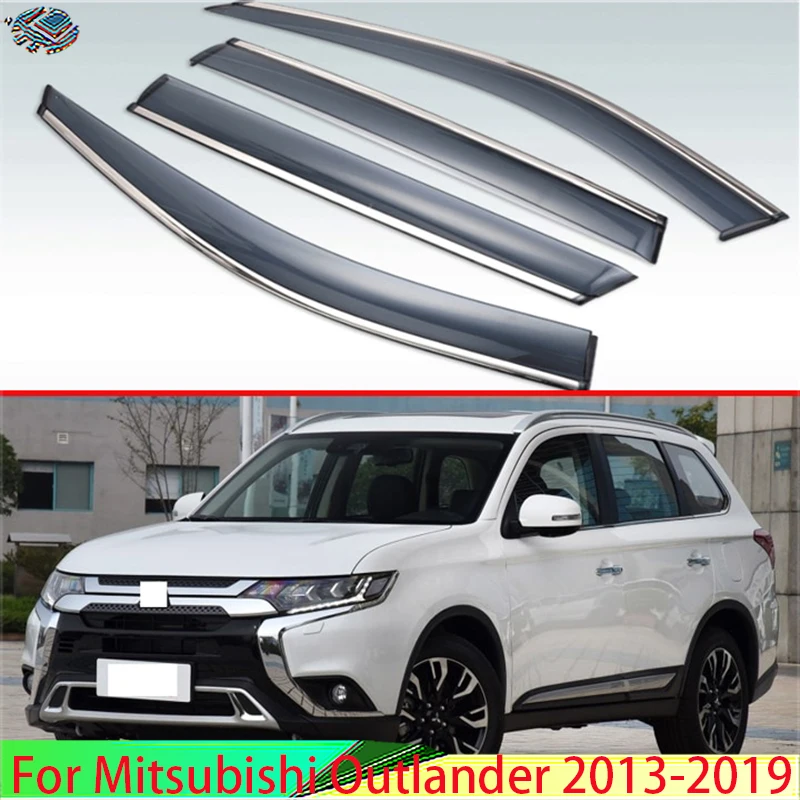 For Mitsubishi Outlander 2013- Plastic Exterior Visor Vent Shades Window Sun Rain Guard Deflector 4pcs 2013 2014 2015