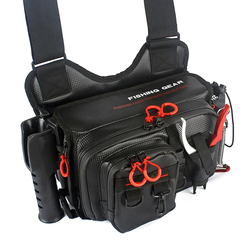 

Fly Fishing Bag Wooden Shrimp Bait Bag Iron Plate Imitation Bait Bag Fishing Bag