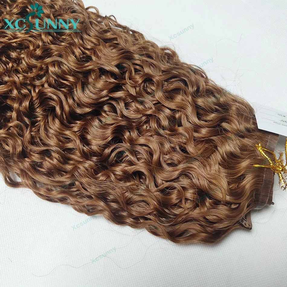 PU Clip Ins Human Hair Seamless 200g 240g Burmese Clip In Hair Extension Curly Color #30 #27 For Women 4