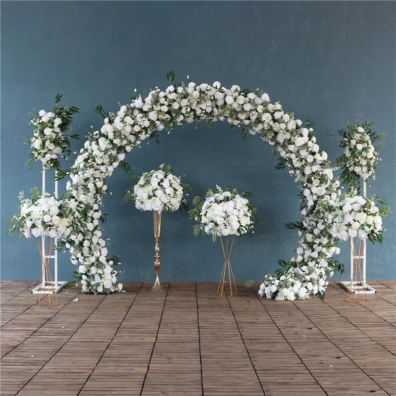 

Customized Artificial White Rose Hydrangea Flowers for Wedding Arch Decoration Christmas New Year Party Main Table Decor