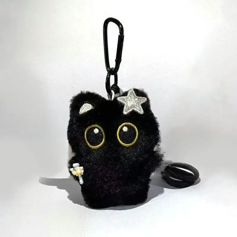 Black Cat Plush Keychain - Super Soft Stuffed Animal Key Ring, Cute Bag Charm Pendant & Car Accessory for Women Creativity