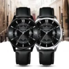 Hannah Martin Dropshipping Black Leather Watches Top Casual Fashion 42mm Business Style Gift Mens Quartz Wristatch Reloj Hombre 6