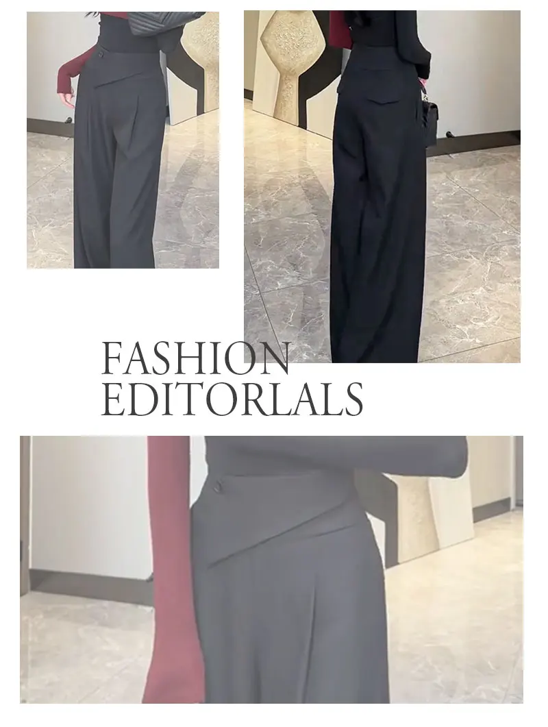 High Waist Narrow Version Wide Leg Pants Waist Straight Pants Drape Versatile Trousers Suit Pants High Quality Women's Trousers