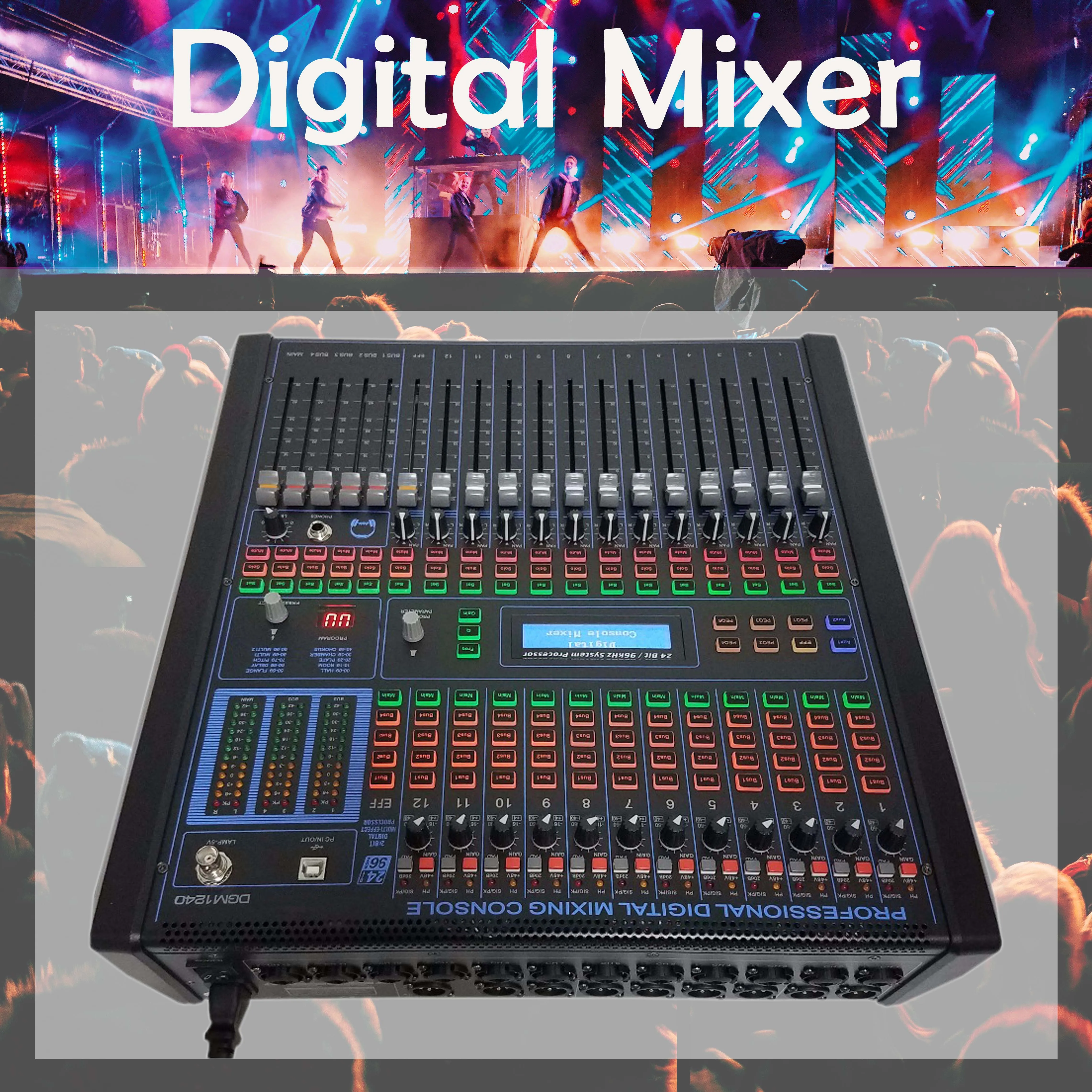 LCZ 오디오 전문 디지털 오디오 믹싱 콘솔, 전문 오디오 믹서 라이브 사운드, 12 채널 DJ 콘솔