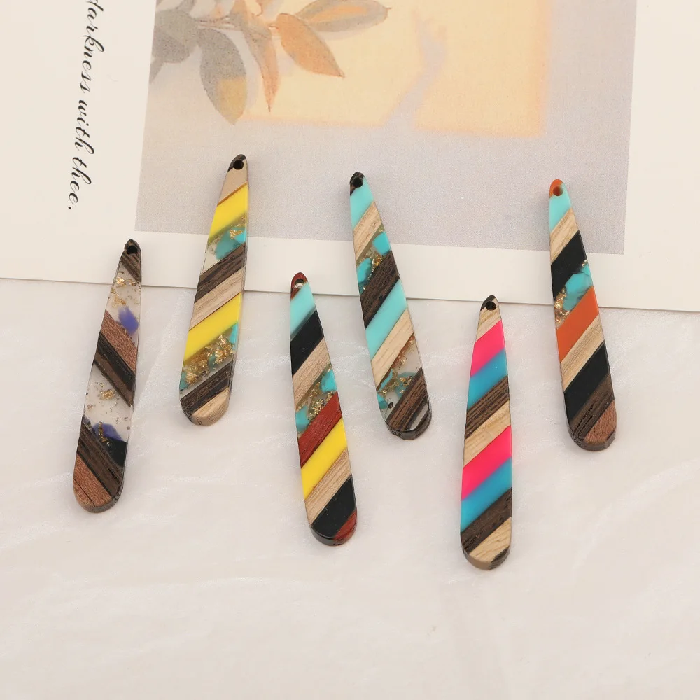 Cordial Design 50Pcs 8*44MM DIY Accessories/Hand Made/Stick Shape/Natural Wood & Resin/Charms/Jewelry Findings&Components - cordial