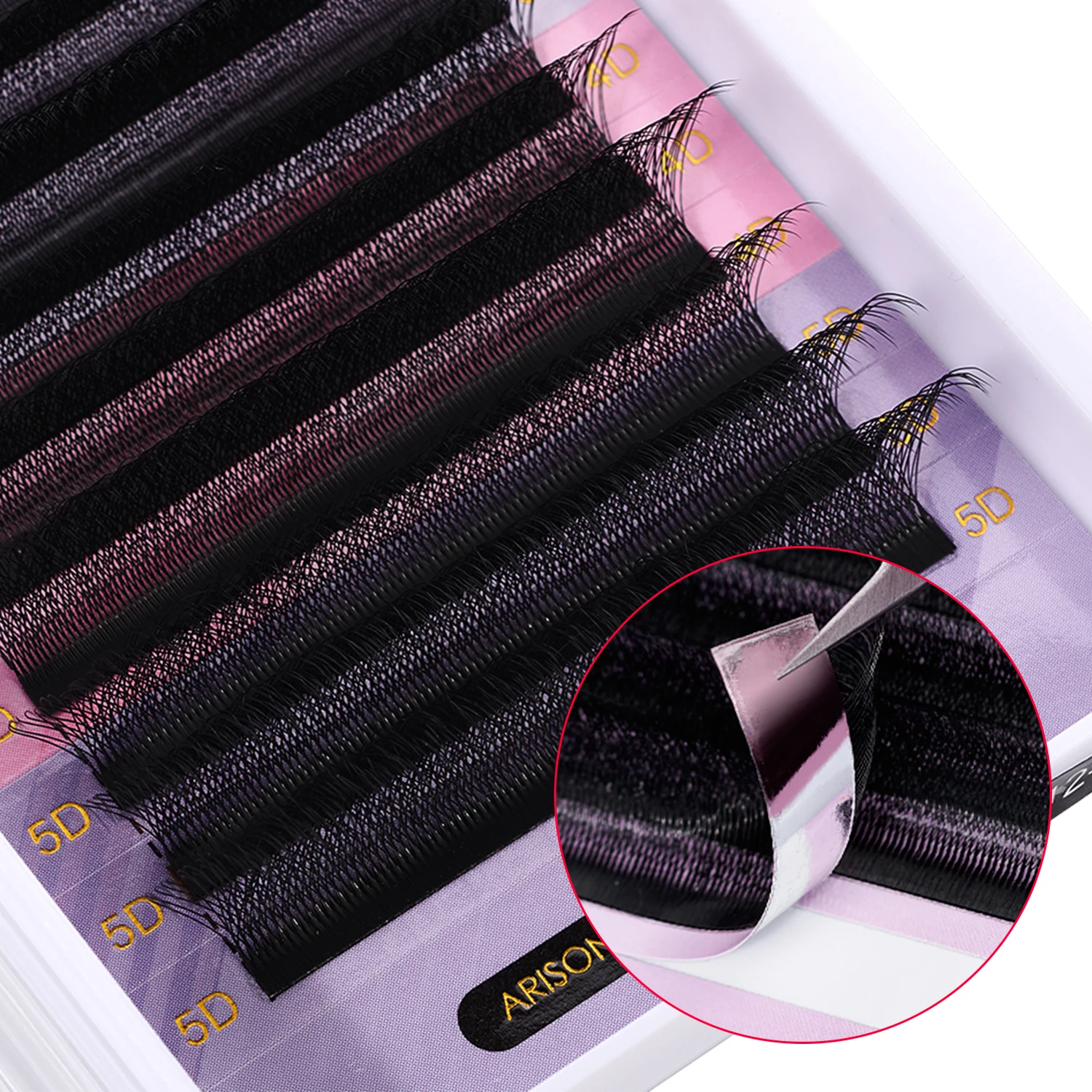 Arison YY 3D 4D 5D 속눈썹, 0.07 두께 혼합 길이, 퓨어 매트 블랙 인조 속눈썹, 익스텐션 용품