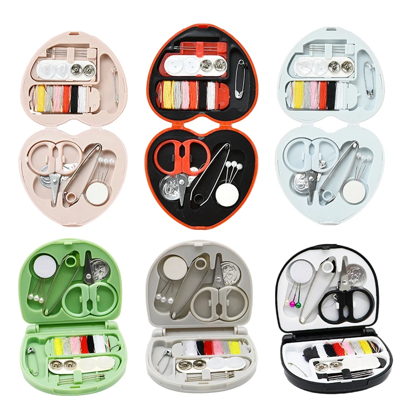 Mini Sewing Box Household Buttons Scissor Pins Heart-shaped Storage Box Portable Travel Sewing Tool Accessor Швейные Инструменты
