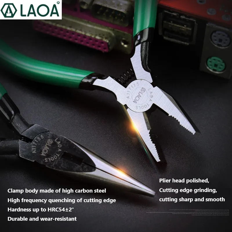 LAOA 5 인치 와이어 커터 긴 코 펜치 사이드 커터 낚시 조합 니퍼 용 미니 대각선 펜치 핸드 툴 키트