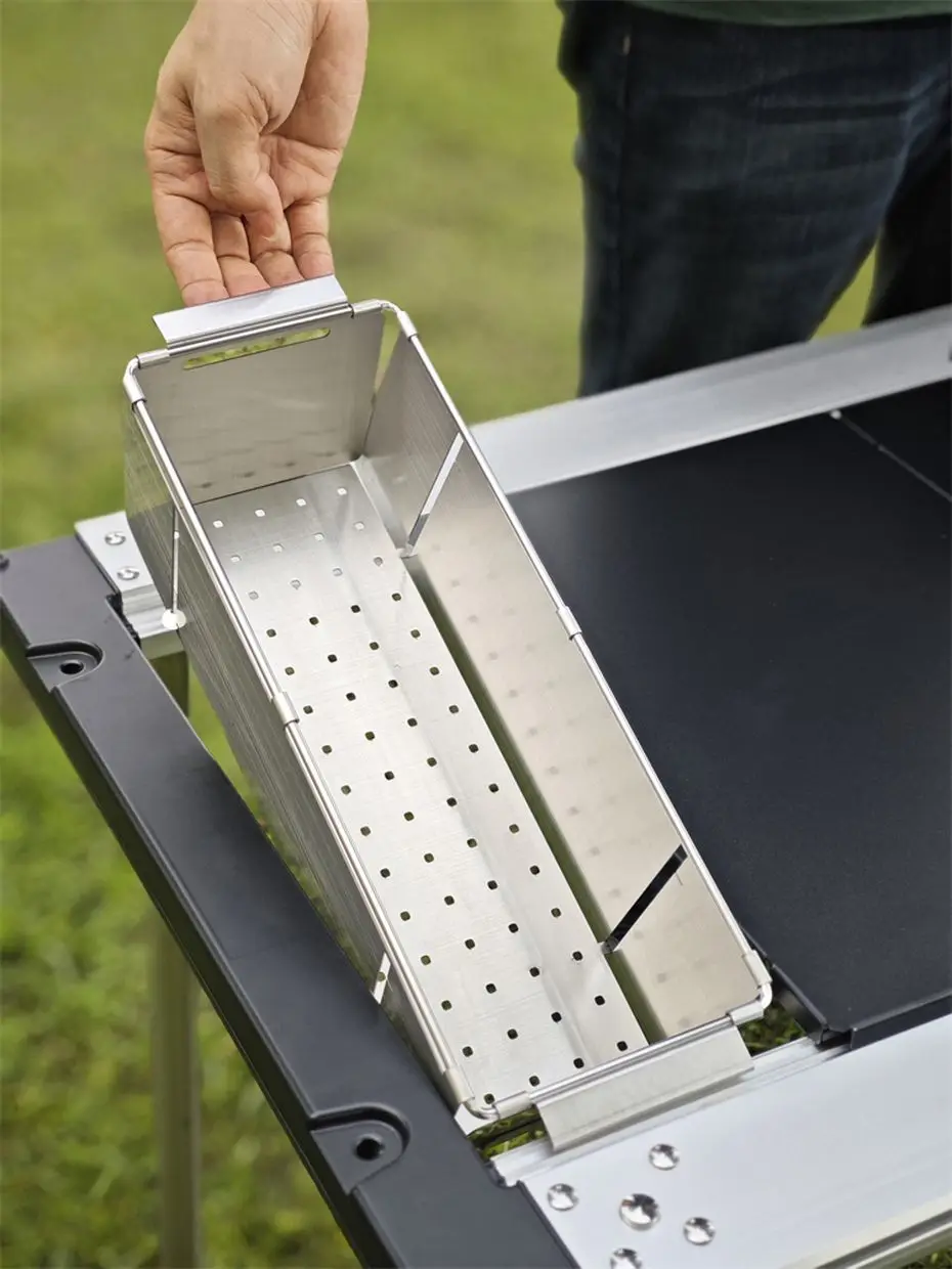 Description Picture 6 of itemFolding IGT 0.5 Unit Stainless Steel Storage Box Camping Lightweight Drain Basket Portable Outdoor Kitchen IGT Table Accessories