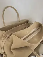 Sac à main de luxe multicouche en cuir de vache pour femmes, fourre-tout de grande capacité en daim abricot de haute qualité pour les déplacements, hiver 4